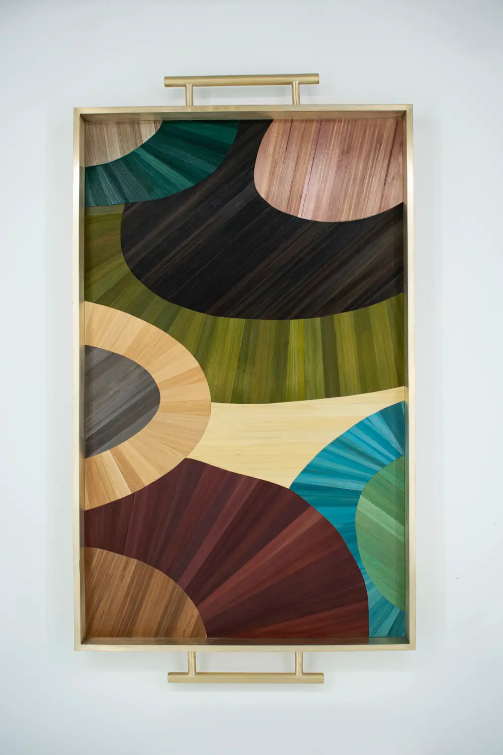 Hand Crafted Tray with straw marquetry