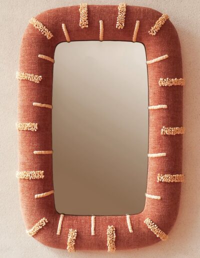 Art Mirror by Emerging artist textile Hugo Falaise for Galerie Ziricote. Hand Embroidery