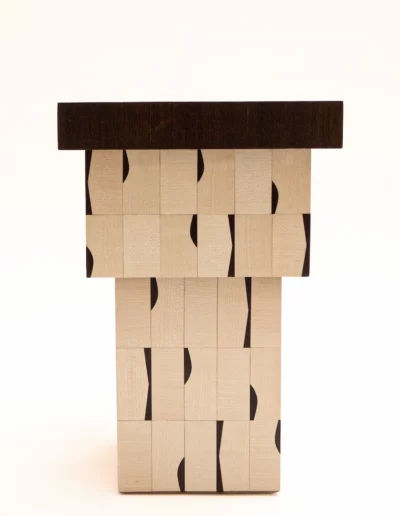 Wood table with contemporary marquetry